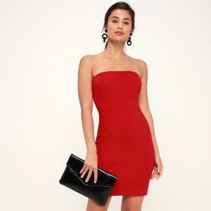 💃🏼 NEW Lulus Red Strapless Bodycon Dress XS